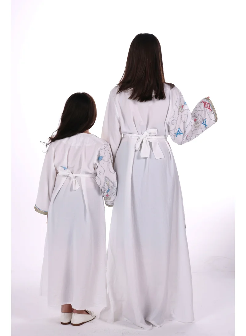 AL BENT AL SHARQIEH white Mom & Daughter Embroidred jalabiya dress for Women | Best Price UAE